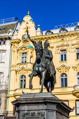 Fototapeta premium Statue Of Ban Jelacic - Zagreb, Croatia