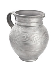 silver pottery on white background