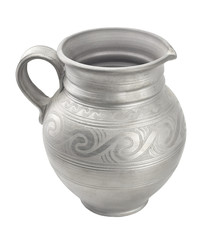 silver pottery on white background