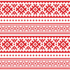 Seamless folk art pattern, Lapland traditional design, Sami vector seamless background Scandinavian, Nordic wallpaper
