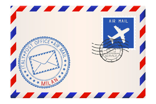 Envelope with blue postmark of Milan, Italy