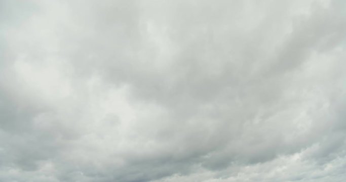 Moving clouds video 4k. Cloudy Sky Real Time - Sky with low cloud layer moving over gray background highest white clouds in the sky completely overcast and threatening storm.