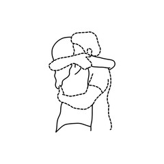 woman hugs her transparent dashed line lover vector illustration sketch hand drawn with black lines isolated on white background