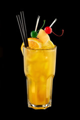 Orange cocktail with ice