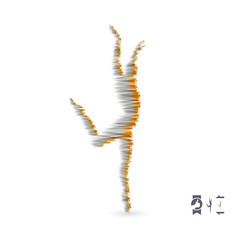 Man is posing and dancing. 3d model of man. Sport symbol. Vector illustration.