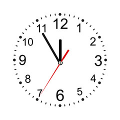 Naklejka na ściany i meble Classic round wall clock isolated on white. Empty dial. Vector illustration