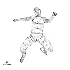 Leadership concept. Jumping man. Emblem for sport championship. Vector illustration.