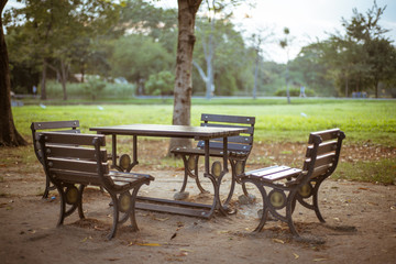 table and chairs in garden