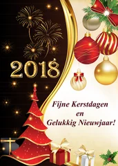 Foto auf Alu-Dibond We wish you a Merry Christmas and a Happy New Year! written in Dutch. Greeting card for the holiday season. © CTRLH