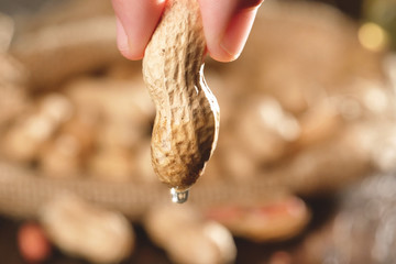 Composition of peanuts serving to make oil, peanut butter. Great for healthy and dietary nutrition. Concept of: condiments, dried fruit, food.