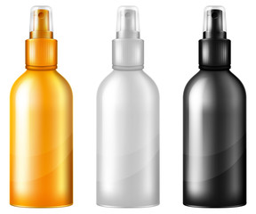 Set of cosmetic spray bottles. Vector illustration.