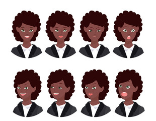 a set of emotions. Expression of a woman's face.