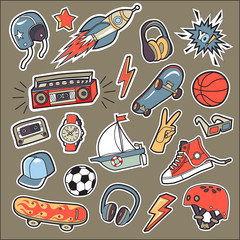 A set of stickers for the boy by interests.Vector . © Nata789