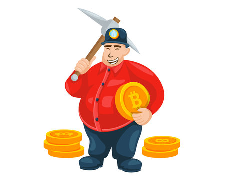recommend clip art: Professional Bitcoin Miner Character Illustration