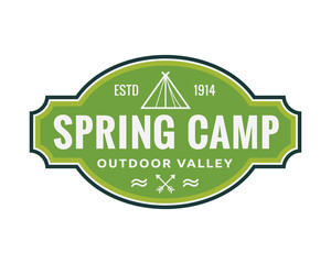Vintage Wildlife Summer And Spring Camp Camping Activities Logo Badge Illustration