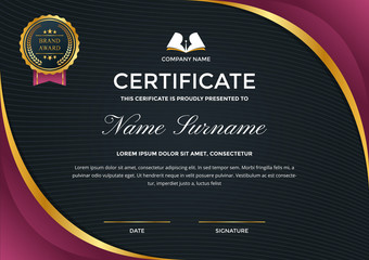 Modern Premium Business Certificate Of Achievement And Appreciation Template With Education Symbol