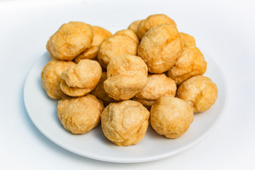 Fried fishballs and sweet sauce.
