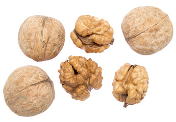 Walnuts on white