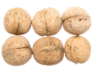 Walnuts on white