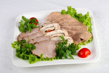 Plate with meat and tongue