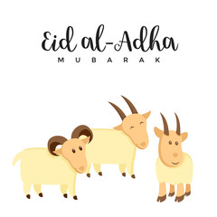 Obraz na płótnie Canvas Modern Cute Eid Al-Adha Cartoon Greeting Card