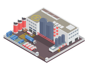 Modern Isometric Industrial Factory and Warehouse Logistic Building, Suitable for Diagrams, Infographics, Illustration, Game Assets, And Other Graphic Related Assets