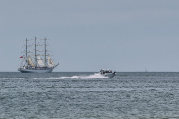 SAILING SHIP - Frigate Dar Mlodziezy at sea   © Wojciech Wrzesień