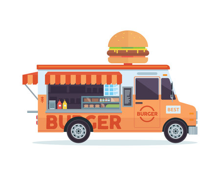 Modern Delicious Commercial Food Truck Vehicle - American Burger Fast Food