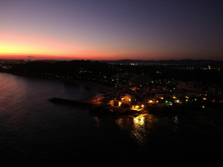 Tarragona. Drone en Roc de Sant Gaieta en Roda de Bara. Pueblo tipico mediterraneo en España