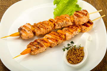 Grilled salmon skewer
