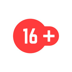 simple 16 plus red icon