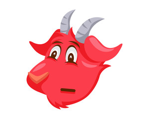 Cute Goat Face Emoticon Emoji Expression Illustration - Angry