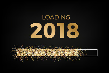 Loading 2018 - loading bar with sparkling stars - counting to 2018 - obrazy, fototapety, plakaty
