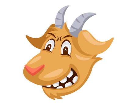 Cute Goat Face Emoticon Emoji Expression Illustration - Skeptical
