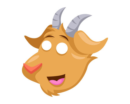Cute Goat Face Emoticon Emoji Expression Illustration - Surprised