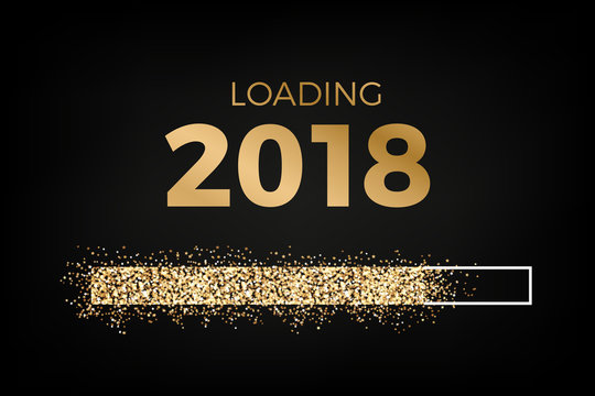 Loading 2018 - loading bar with sparkling stars - counting to 2018