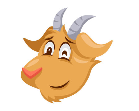 Cute Goat Face Emoticon Emoji Expression Illustration - Wink