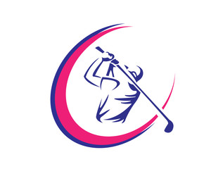 Modern Passionate Professional Golf Athlete In Swinging Pose Symbol Illustration