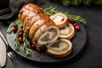 stuffed turkey breast roll for Christmas dinner