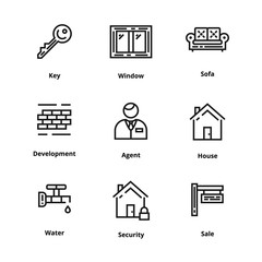 9 Real Estate Thin Line Icon