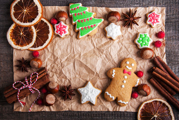 Christmas ginger and honey colorful cookies