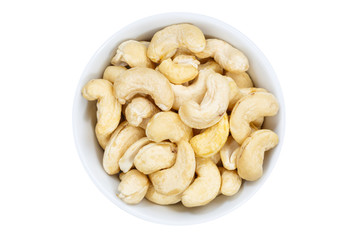 Cashews Cashewnüsse Nüsse Cashewkerne von oben isoliert freigestellt Freisteller
