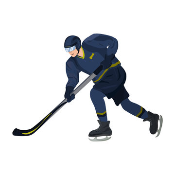 Winter sport. Hockey player.  Vector illustration
