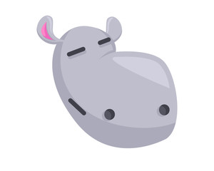 Cute Hippo Face Emoticon Emoji Expression Illustration - Straight Face
