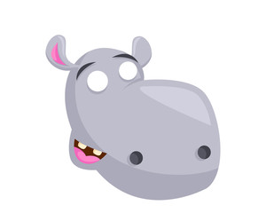 Cute Hippo Face Emoticon Emoji Expression Illustration - Surprised