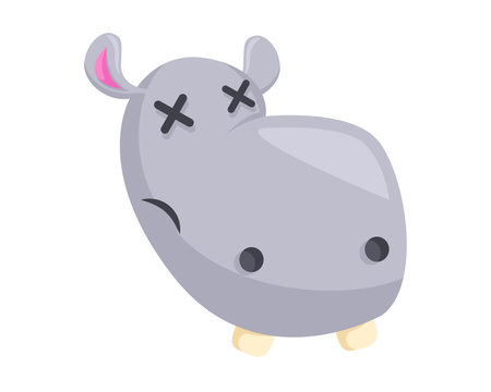 Cute Hippo Face Emoticon Emoji Expression Illustration - Embarrassed