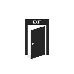 black simple exit door icon on white