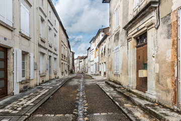 Fototapeta na wymiar Empty street scene, Montbron, Charente