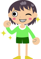 green shirt child proud