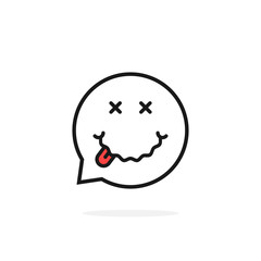 thin line drunk emoji speech bubble logo
